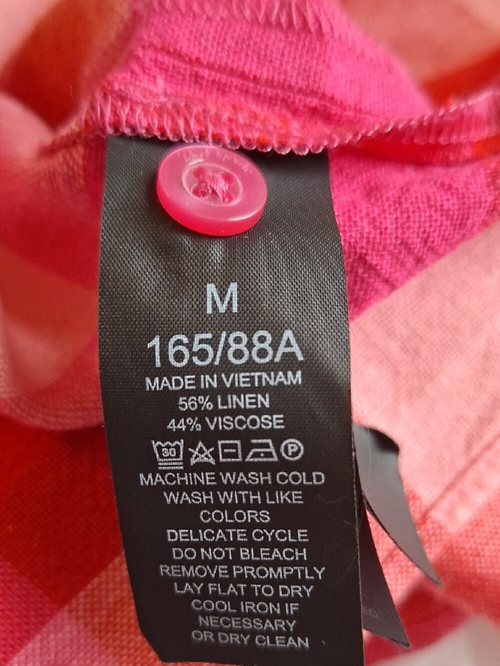 Kate Spade Pink & Red Gingham Ruffle Blouse Short Sleeve Top Linen Viscose - Picture 15 of 16